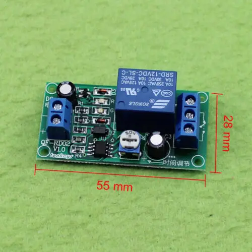 1 Minute Adjustable 0-60 Seconds Delay Time Switch Delay Turn Off Switch Module DC 12V NE555 Timer Relay Module