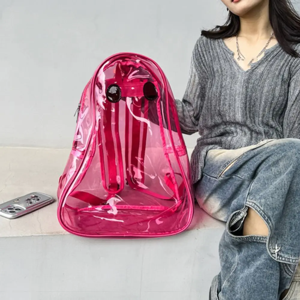 Bolsa Escolar de PVC transparente para estudiantes, bolso de mano con cremallera de Color caramelo, fantasma de Halloween, mochila transparente, bolsa de viaje