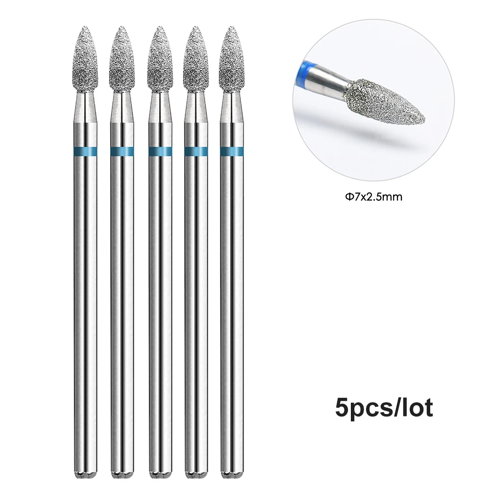 5pcs/lot Diamond Nail Drill Rotary Bits Milling Cutter For Manicure Burr Cuticle Clean Electric Cutter Drill Bits Accessories