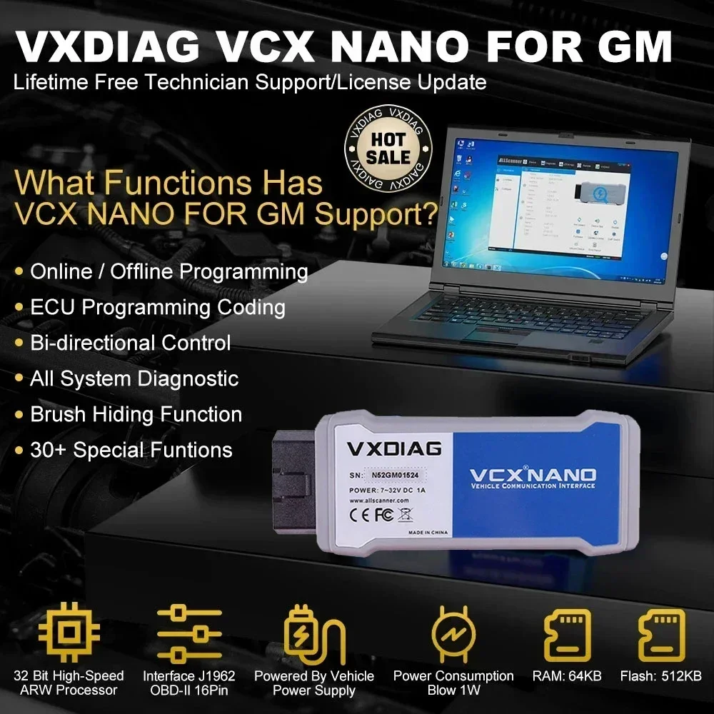 VXDIAG VCX NANO NX600 For GM WIFI J2534 Programming ECU Coding Active Test OBD2 Diagnostics For opel All System With 30+ Service