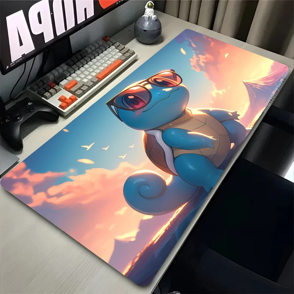 Cartoon PU-Leder Mauspad Gaming-Zubehör PC Gamer Japan Anime PokemonS Squirtle Computer Schreibtischunterlage Laptop Varmilo Tastatur