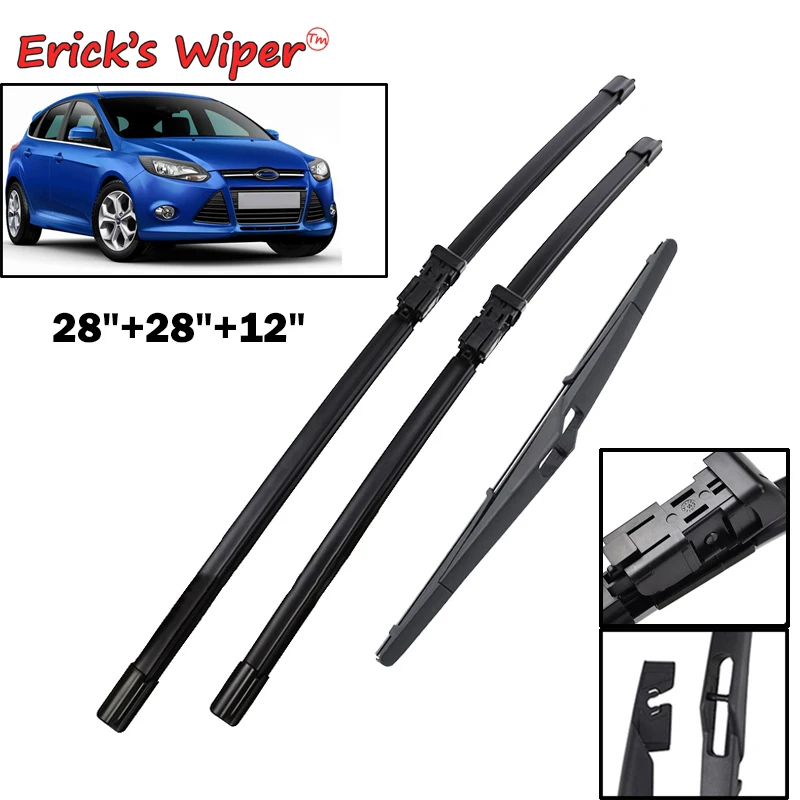 Erick's Wiper Front & Rear Wiper Blades Set For Ford Focus 3 2011 - 2017 Windshield Windscreen Window Rain Brushes 28