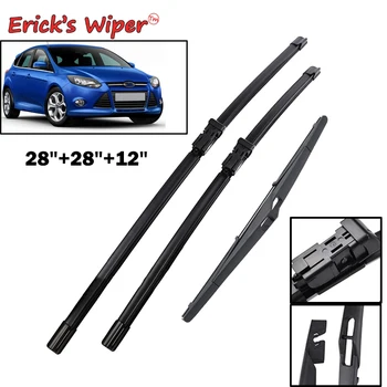 Erick's Wiper Front- und Heckwischerblätter-Set für Ford Focus 3 2011–2017, Windschutzscheibe, Windschutzscheibe, Fenster, Regenbürsten, 28 Zoll + 28 Zoll + 12 Zoll