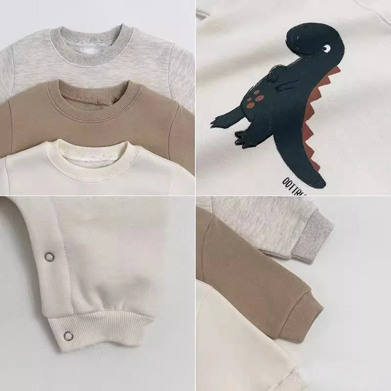 Barboteuse chaude pour bébé, imprimé dinosaure mignon, combinaison polaire à manches longues pour nouveau-né, garçon et fille, vêtements épais, nouvelle collection hiver 2025