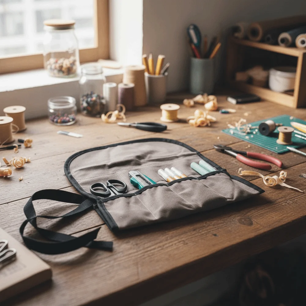 حقيبة أدوات متعددة الأغراض من قماش أكسفورد، جيوب متعددة، حقيبة أدوات شديدة التحمل، تصميم نشمر، منظم أدوات التصميم المعلق