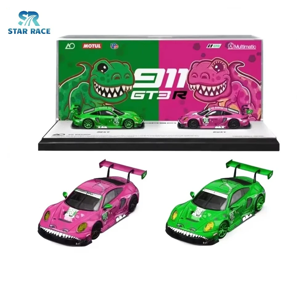 Star Race 1:64 Porsche 911 GT3 R 77 AO Racing 2024 IMSA Rexy Roxy aleación modelo de coche fundido a presión