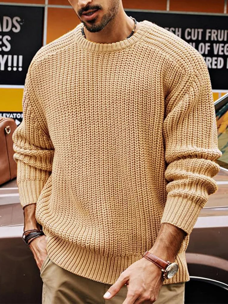 

Мужской свитер Laid-ba: свободный, теплый, с круглым вырезом, повседневный, модный, из смесовой ткани (хлопок, полиэстер, шерсть), с длинными рукавами