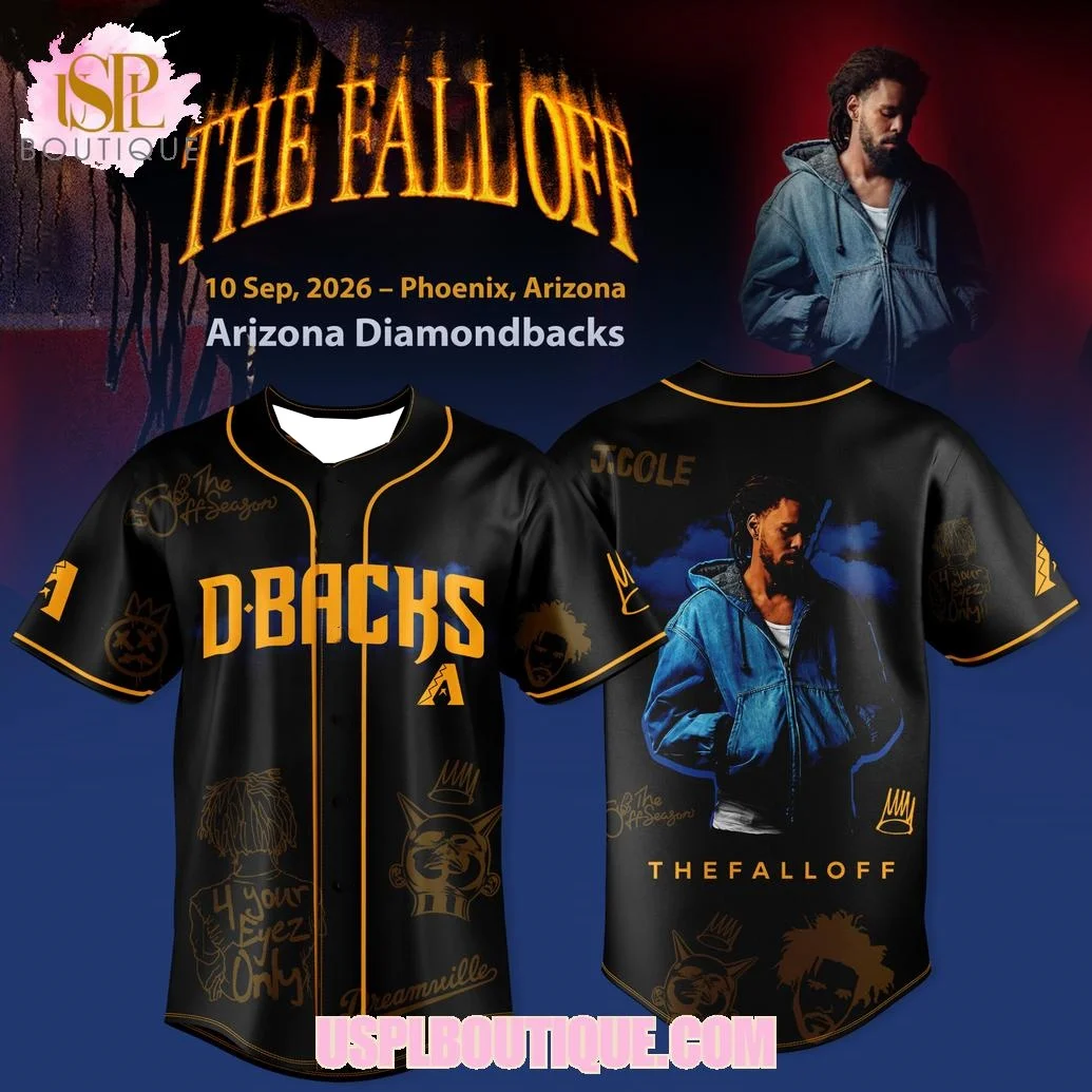 Camiseta de Béisbol J. Cole "The Fall Off" X Arizona Diamondbacks 2026, Camiseta Y2K para Hombre, Adecuada para Uso Diario y Entrenamiento