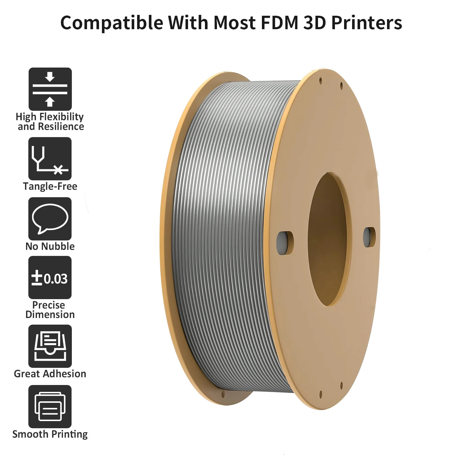 Material de impresora 3D PLA de seda plateada 1,75 mm: funciona con Bambu Lab/Creality/Anycubic, 0,25 KG Plata