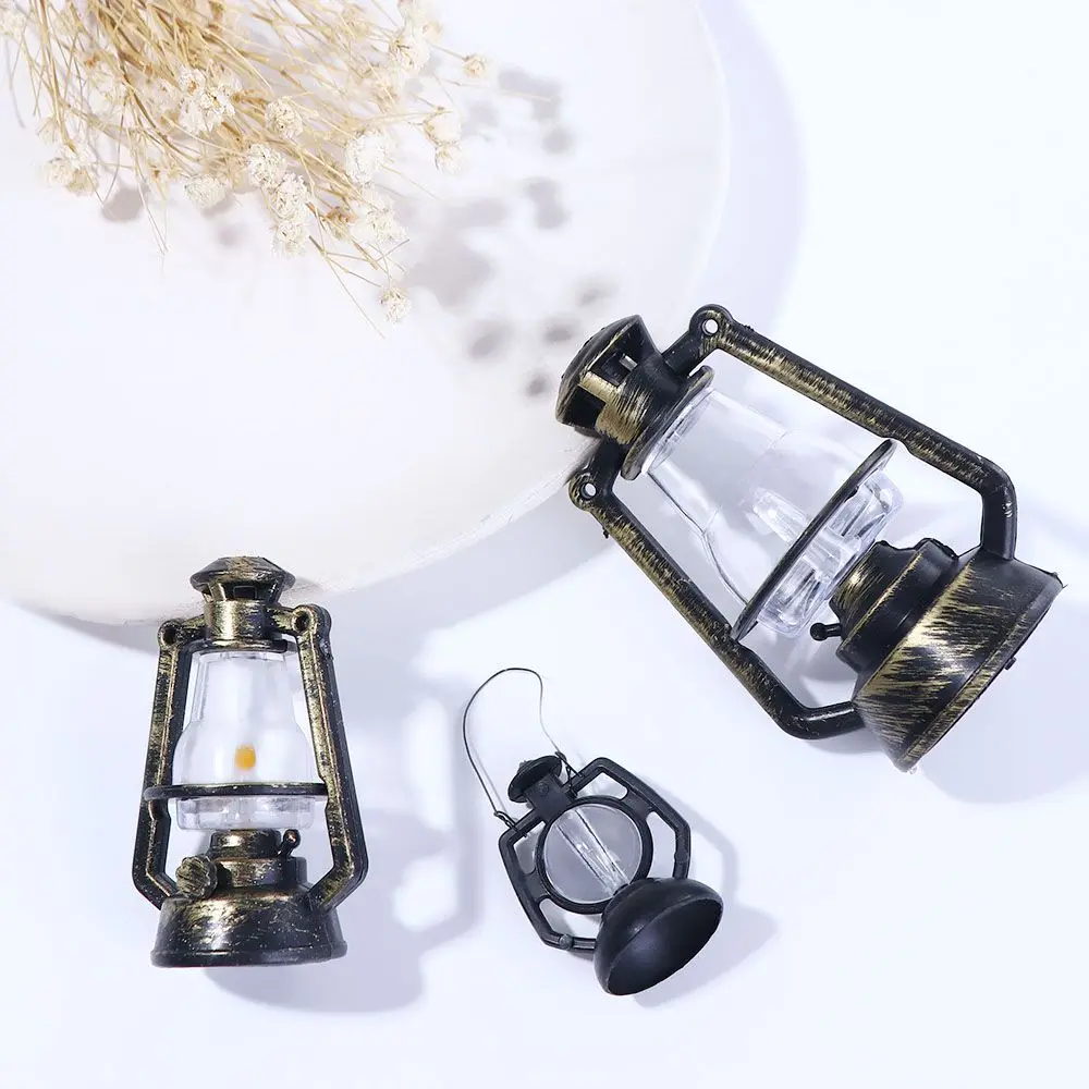 1:12 1:6 Scale Miniature Oil Lamp Dollhouse Accessories Mini Kerosene Lantern Doll House Decor Scene Ornaments Pretend Play