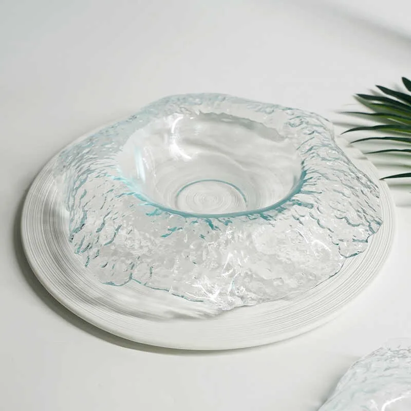 French Modern Bubble Glass Plate Creative Square Pillow Design Dinner Plates Restaurant Hotel Molecular Cuisine Dishes Tableware