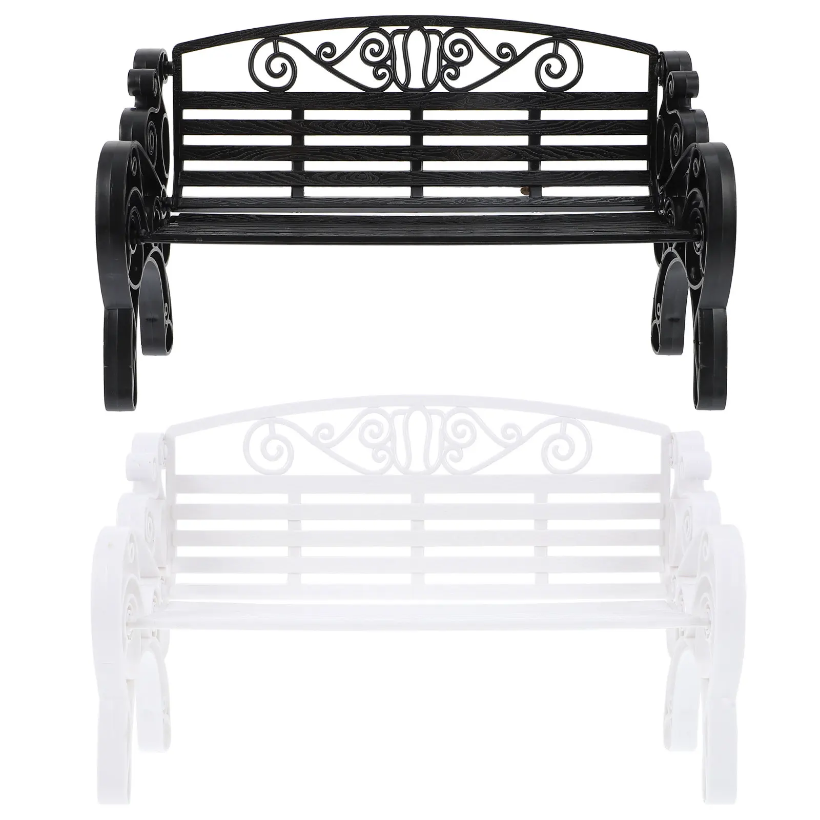 2Pcs Elegant European Style Miniature Bench for Dollhouse Living Room Decoration Street Scenery Layout Garden