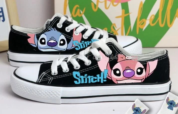 Lilo & Stitch Kids Canvas Shoes White High Cut Shoes Cartoon Children Sneakers Teens Girls Boys Casual Tennis Shoes Size 35-44