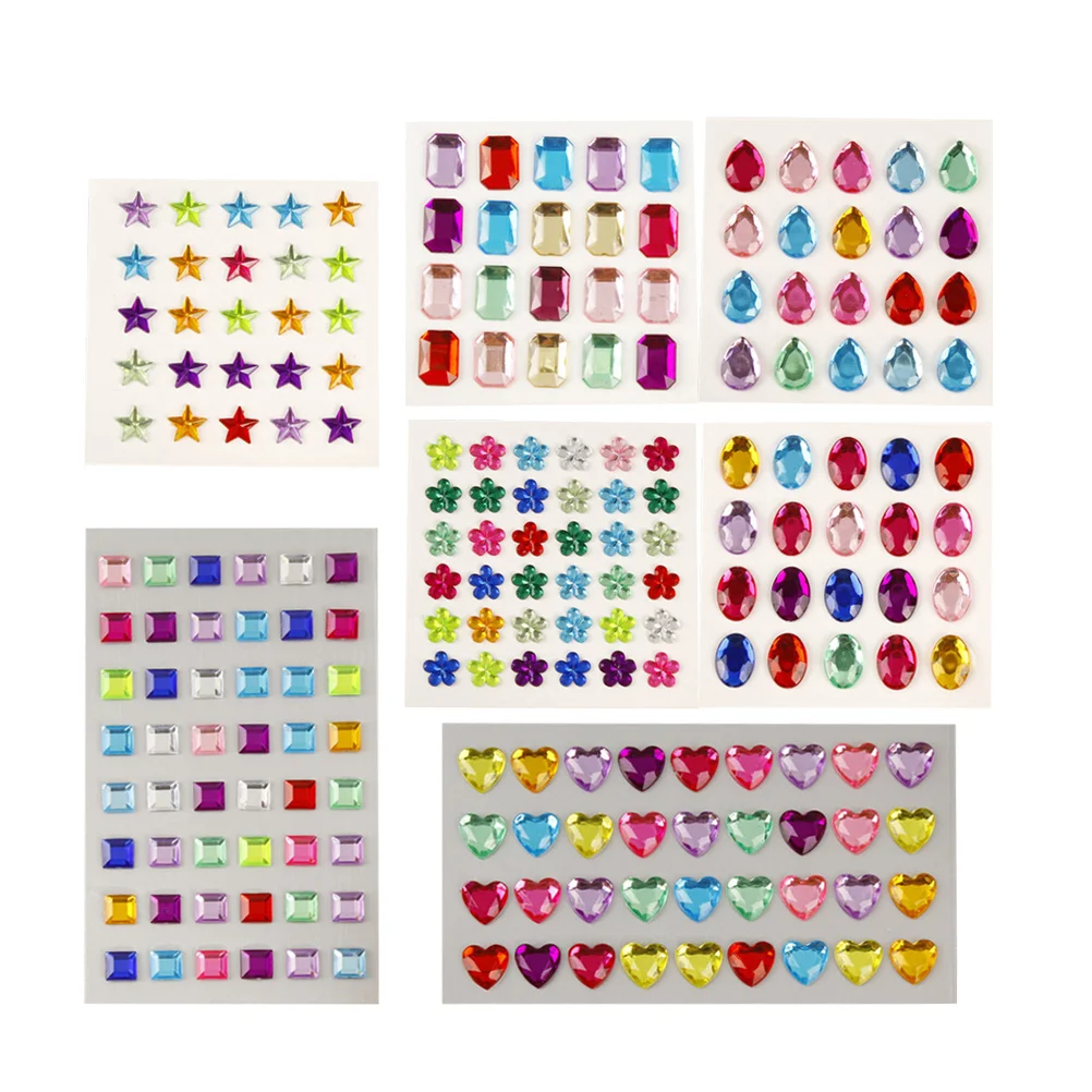 

DIY Rhinestone Stickers 7 Sheets Acrylic Gems for Face Painting Cell Phones Picture Frames Creative Projects Jewel Stickers