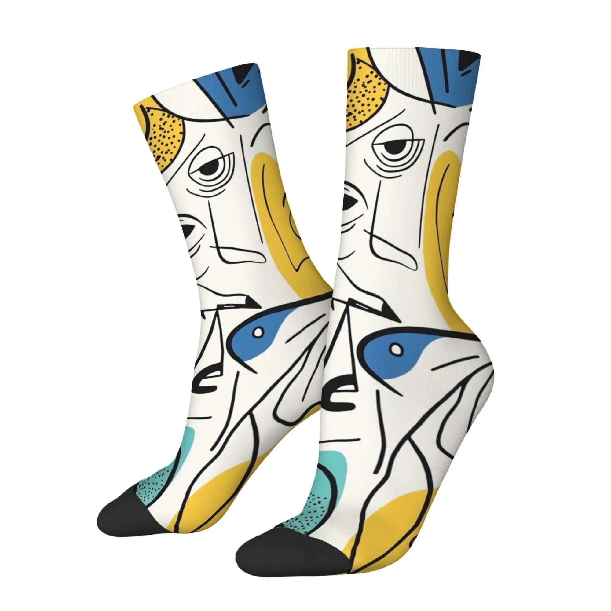 Picasso-style Abstract Print Mid-calf Socks Soft and Comfortable Against The Skin Street Art Style Fashion Socks Happy Gift