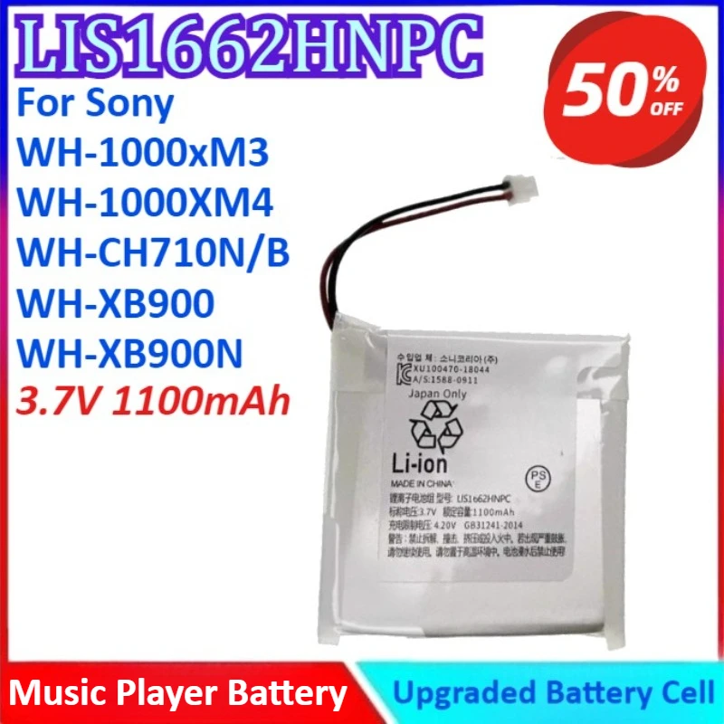 

LIS1662HNPC 3.7V 1100mAh Music Player Battery For Sony WH-1000xM3 WH-1000XM4 WH-CH710N/B WH-XB900 WH-XB900N High Quality