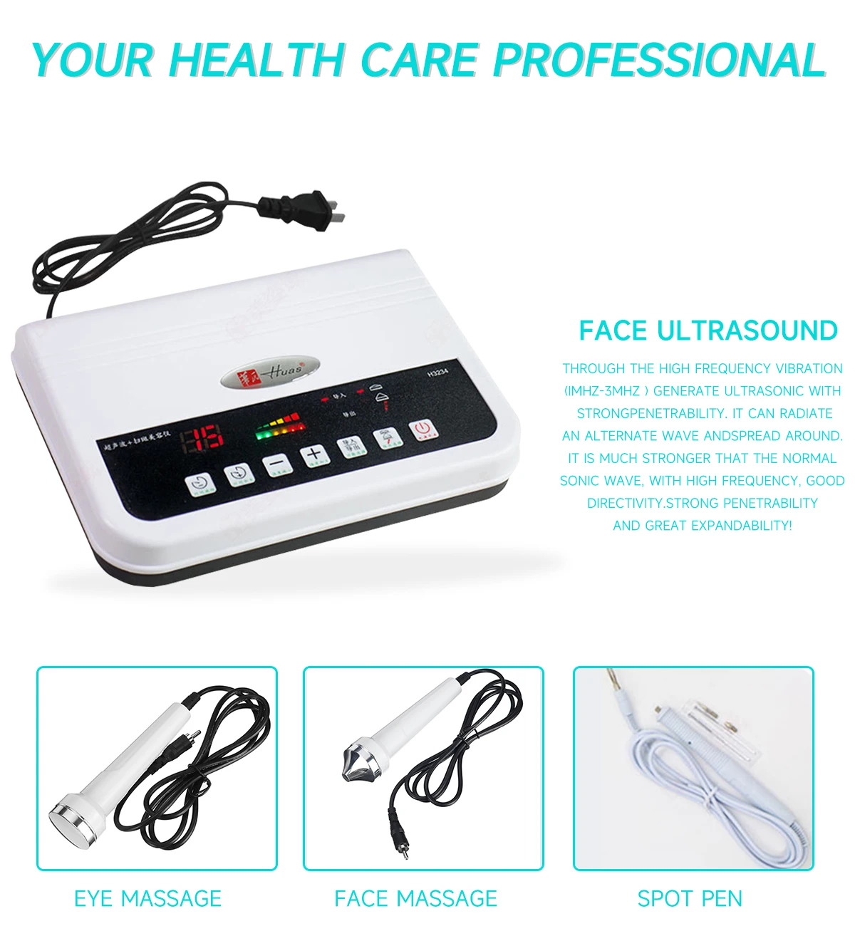 MEISIKANG 3 In 1 Ultrasonic Facial Beauty Device Spot Tattoo Removal Face Lifting Tightens Wrinkle Removal Skin Care Tools