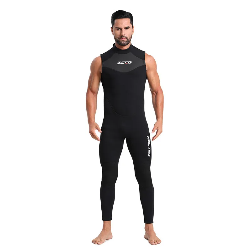 Neoprene Sleeveless Wetsuit 3mm Mens One Piece Wetsuits Ultra Elastic Zipper Diving Suit Water Swimming Surfing Triathlon