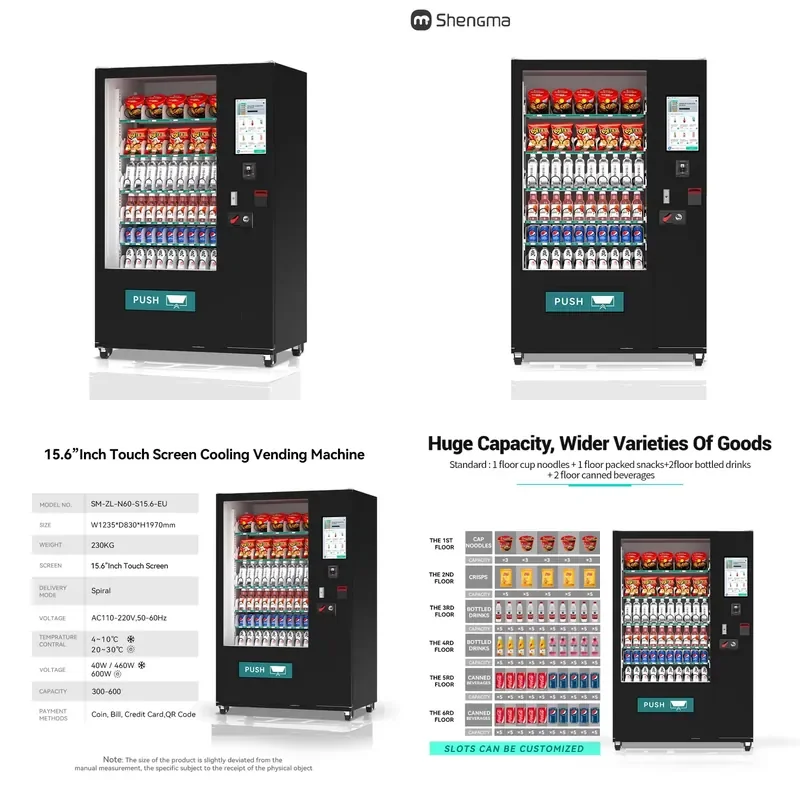 Promotion Intelligent Combo Drinks Snack Vending Machine for Self-Service Soda Beverage with Coin Cash Card Payment
