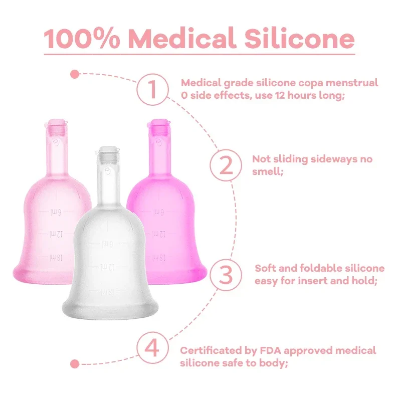 Lady Period Cup Valve Menstrual Cup Medical Silicone Menstrual Cup Period Copa Menstrual Con Vaso Silicone Cup Esterilizador