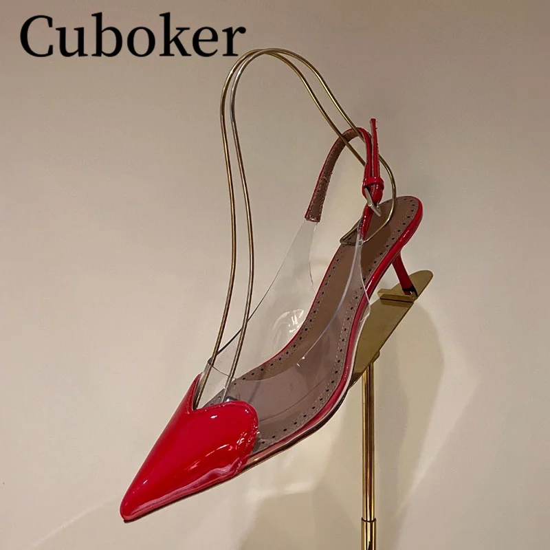 Hot Summer Women PVC Sandals Popular Brand High Heel Women Sexy Pointy Toe Pumps Clear Runway Party Dress Woman Shoes mujer
