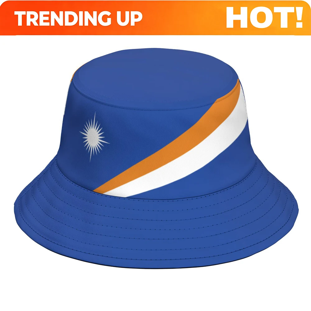 Marshall Islands Fisherman Hats Free Custom Made Name Number Bucket Cap Nation Flag Country Respirant Mh Print Photo