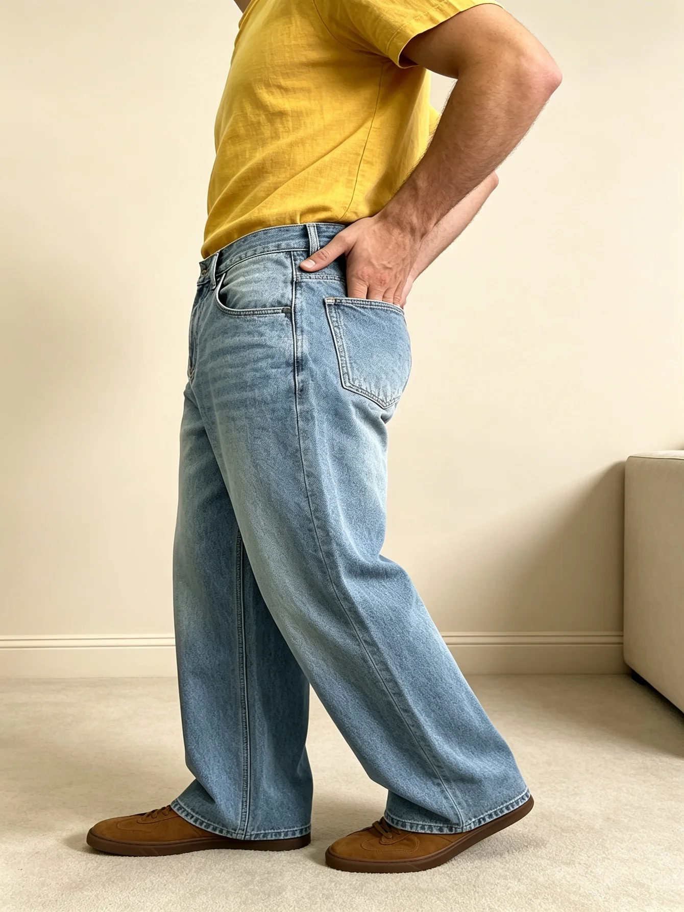 Minimalist Y2K Trendy American Street Wide Leg Denim Pants Breathable Light Cotton Classic Skate Aesthetic, Perfect Romantic Sur