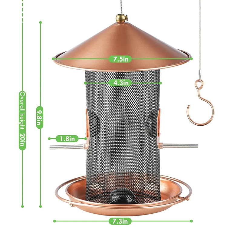Mechanical Garden Outdoor 3 lb capacity 7.5 copper roof 360 degree feeding tray