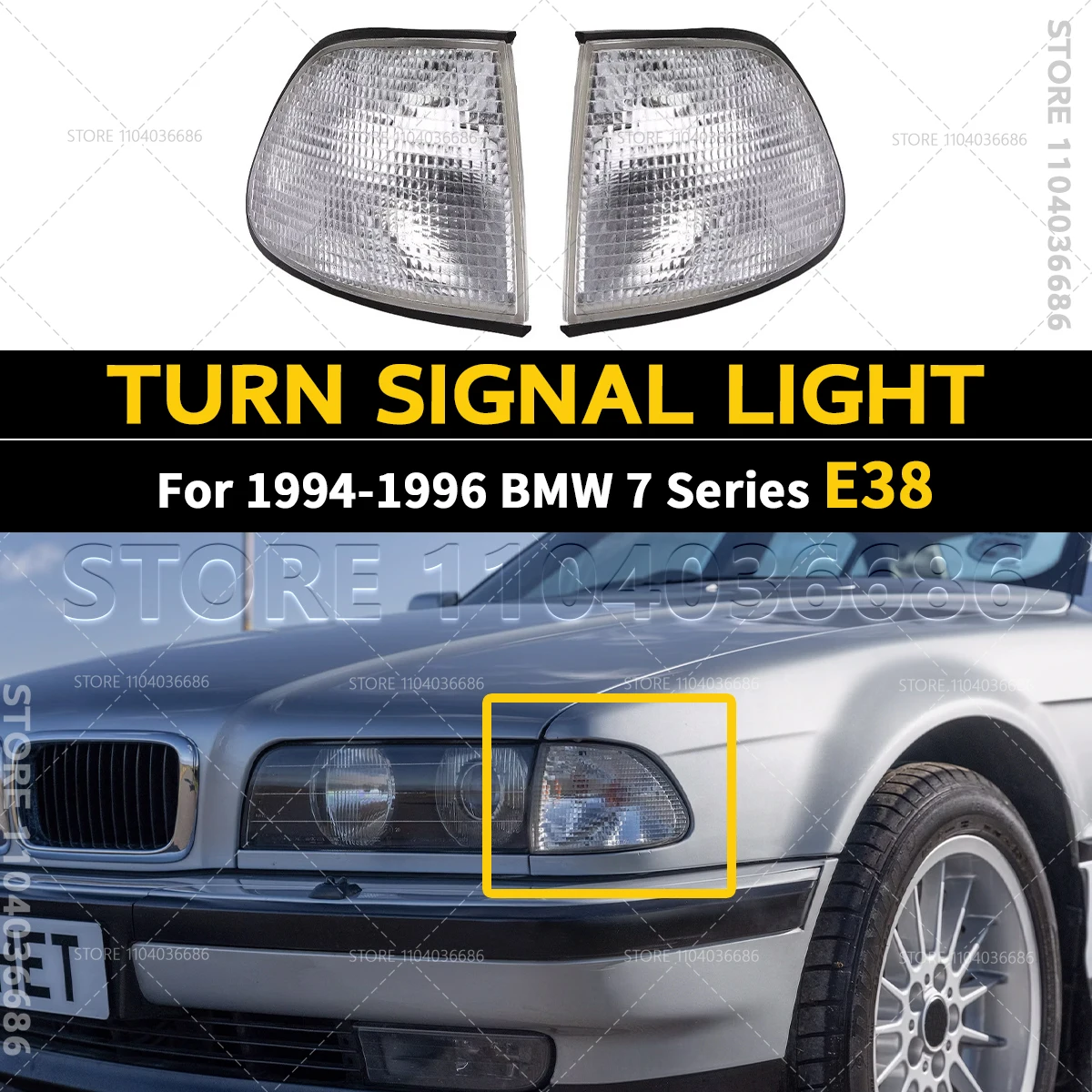 

Для 1994-1996 E38 BMW серии 7, передний угловой указатель поворота (без лампы) 63138352485 63138352486 82199402989 82199402990