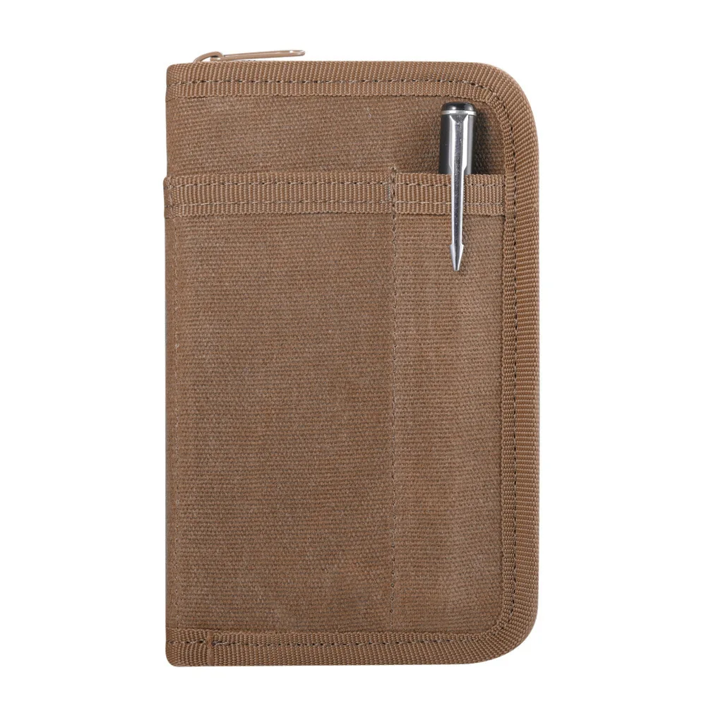 Waxed Canvas Tactical Zipper Passport Wallet Multi-function Travel Hand Pouch RFID‑Blocking Document Organizer