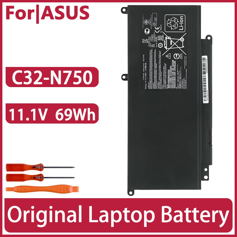 Оригинальный аккумулятор для ноутбука C32-N750 для ASUS N750 N750J N750JK N750JV N750Y47JK-SL N750Y47JV-SL 11,1 В 69 Втч 6060 мАч Оригинальный аккумулятор для ноутбука C32-N750 для ASUS N750 N750J N750JK N750JV N750Y47JK-SL N750Y47JV-SL 11,1 В 69 Втч 6060 мАч