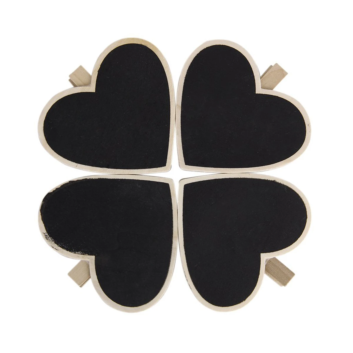 

10pcs Mini Wooden Peg Clips 3.35x3.1 Inch Heart Shape Message Board Photos Notes Decor Signs Black Wood Display