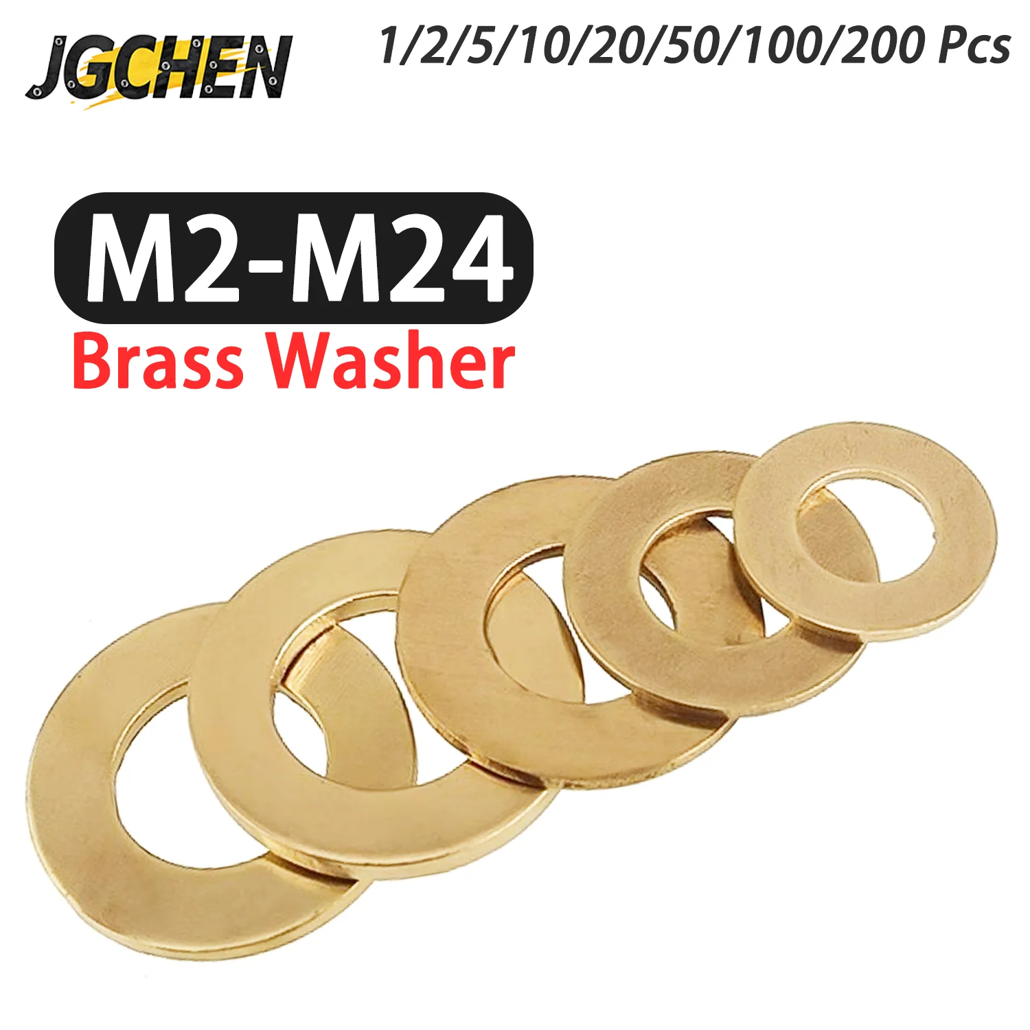 

1-200pcs M2 M2.5 M3 M4 M5 M6 M8-M24 Solid Brass Flat Washer Brass Gasket Ring Spacer Circular Meson Washers Good Heat Conduction