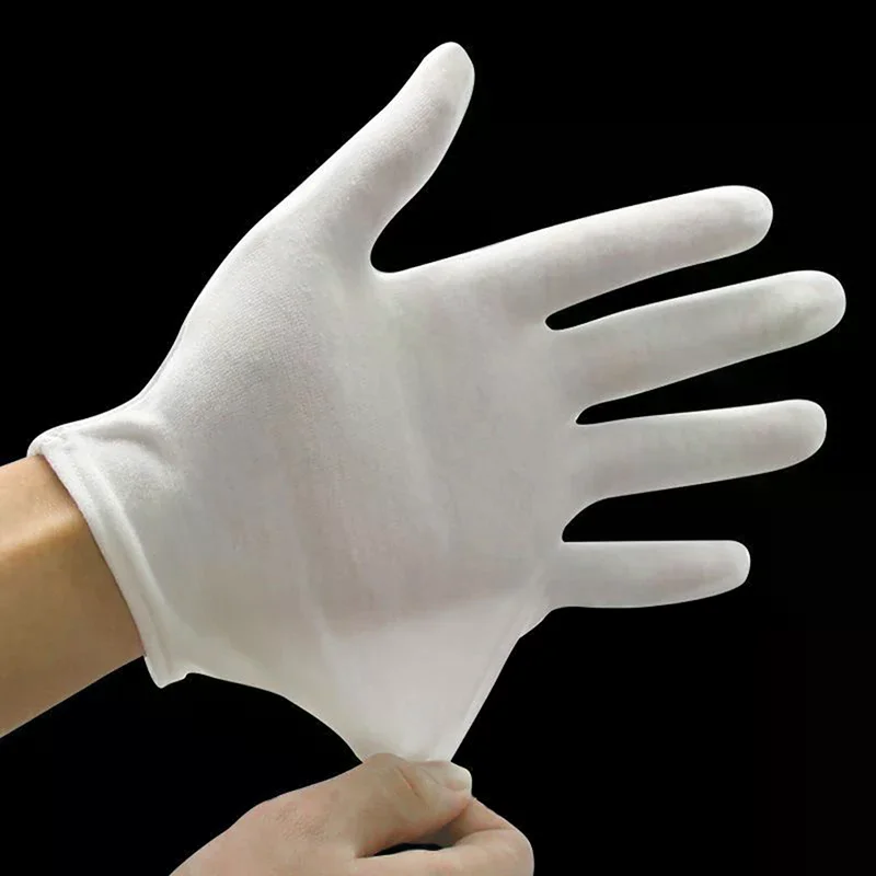 1 Paar neue weiße Baumwollhandschuhe für Herren und Damen, Etikette-Handschuhe für Kellner/Fahrer/Schmuckhändler/Arbeiter, schweißabsorbierende Handschuhe