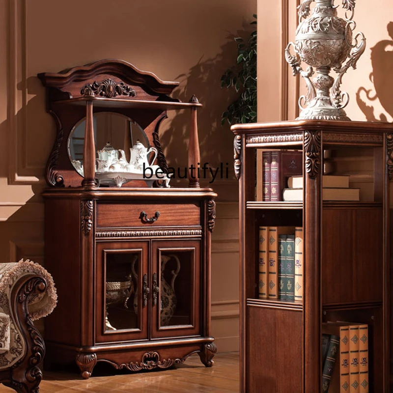 

American solid wood dining side restaurant tea and wine cabinet simple modern meal preparation dish locker