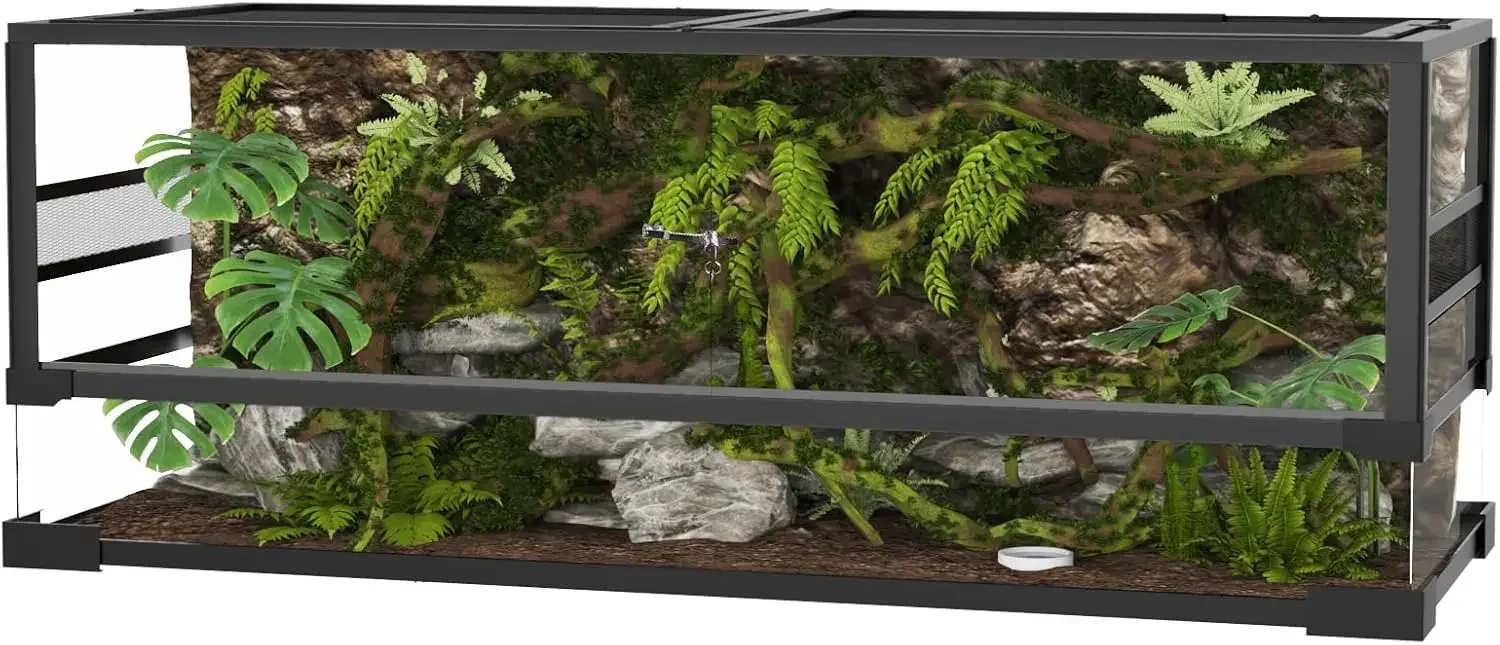 67 Gal Glass Reptile Terrarium 48 x 18 x 18 Inch - Anti Escape Design, Versatile Desert or Rainforest Setup, Tempered Glass Tank