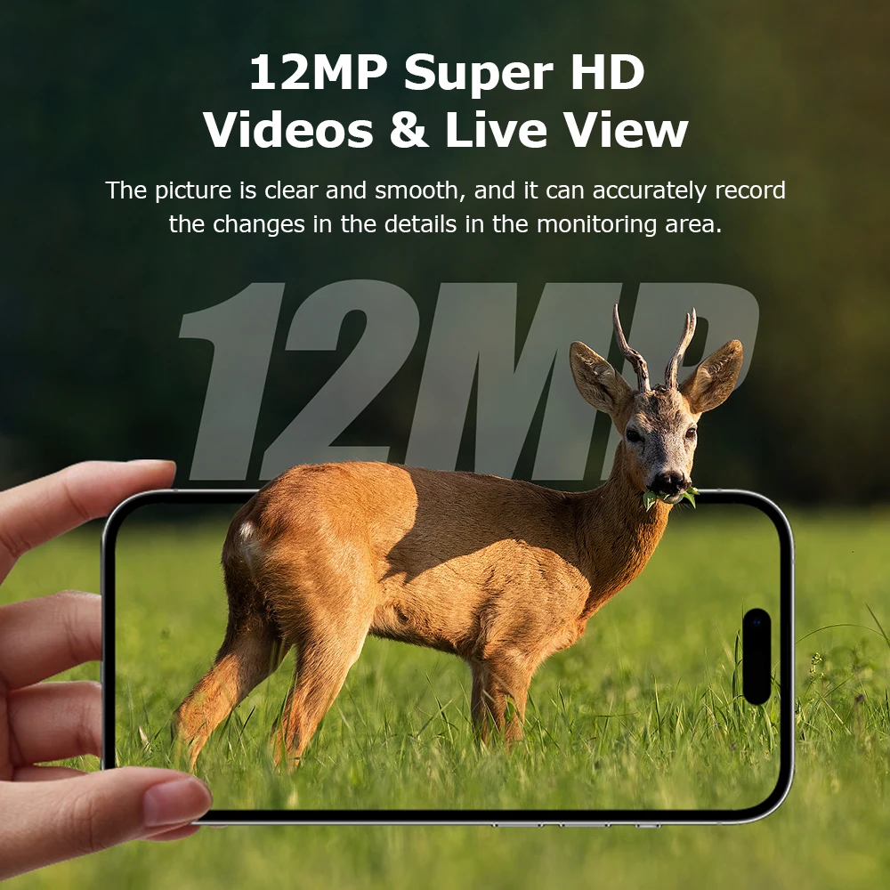 Sectec 12MP 4G Solar Hunting Camera GPS Positioning PIR Animal Identification Tracking Color Night Vision IP66 Waterproof