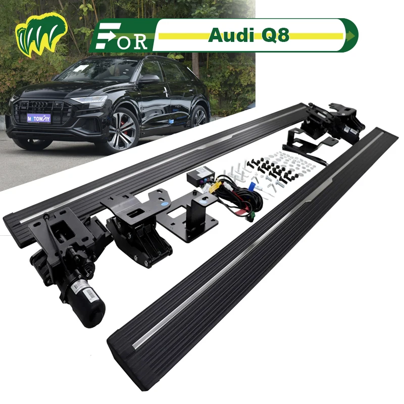 

1Pair For Audi Q8 18 19 20 21 2017-2023 SUV Truck Electric intelligence Running Boards Bar Pedals Side Step Bars with LED Lights