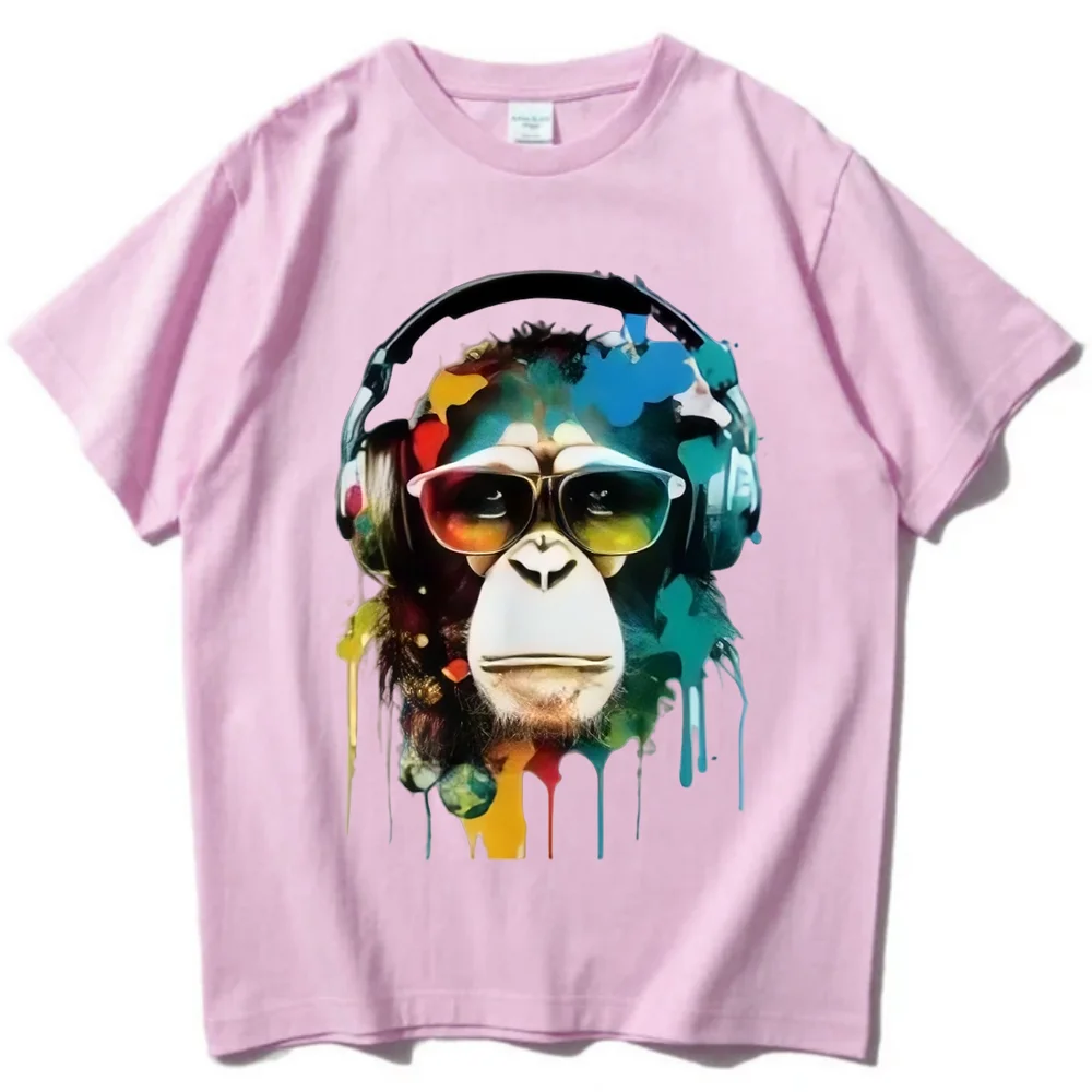 

Monkey with headphones y2k t shirt kawaii Original Graphic ropa de mujer men woman clothing Minimalist Male Female Kpop Neutral