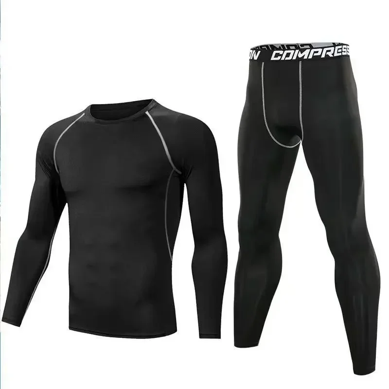

Men's compression suit long sleeve, exercise gym training clothes, muscle recovery running cycling, moisture wicking sweat