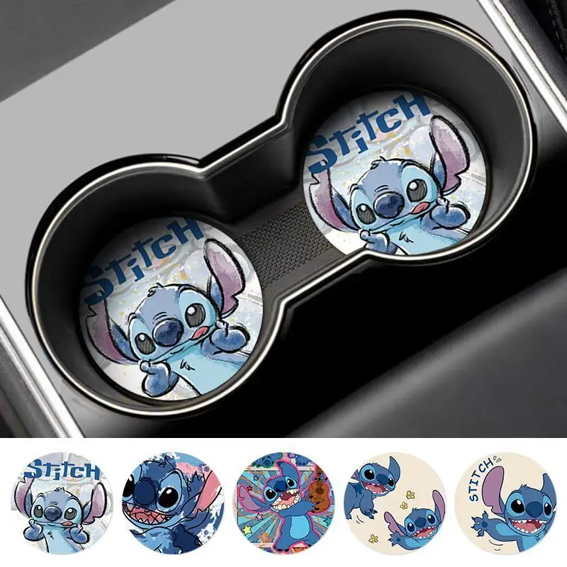 Disney Stitch Leuke Gepersonaliseerde Creatieve Cartoon Patroon Auto Nieuwe Eenvoudige Mode Decoratieve Draagbare Antislip Water Coaster