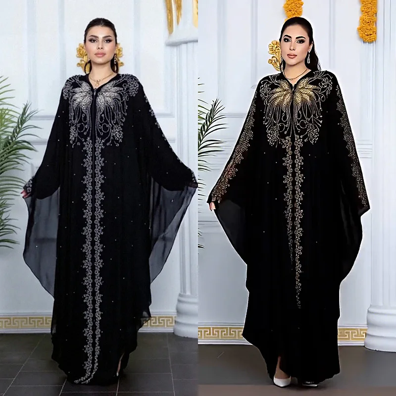 

Arabian Dubai Long Robe Dr Large Size Women's Cross-Border Ele Loose Waist Chiffon Gown