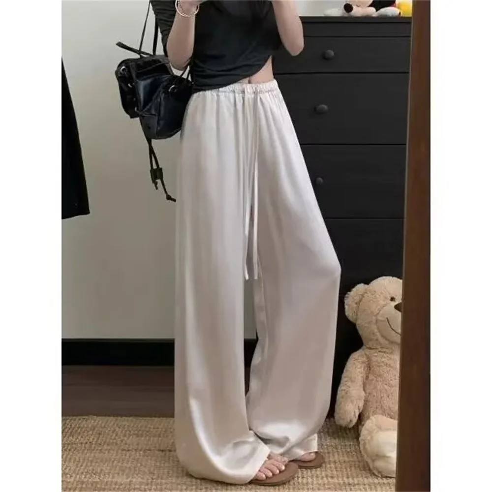 

Elegant Wide Leg Straight Pants Women's High Waist Loose Casual Long Trousers Spring 2026 Korean Fashion Style Women's Clothing