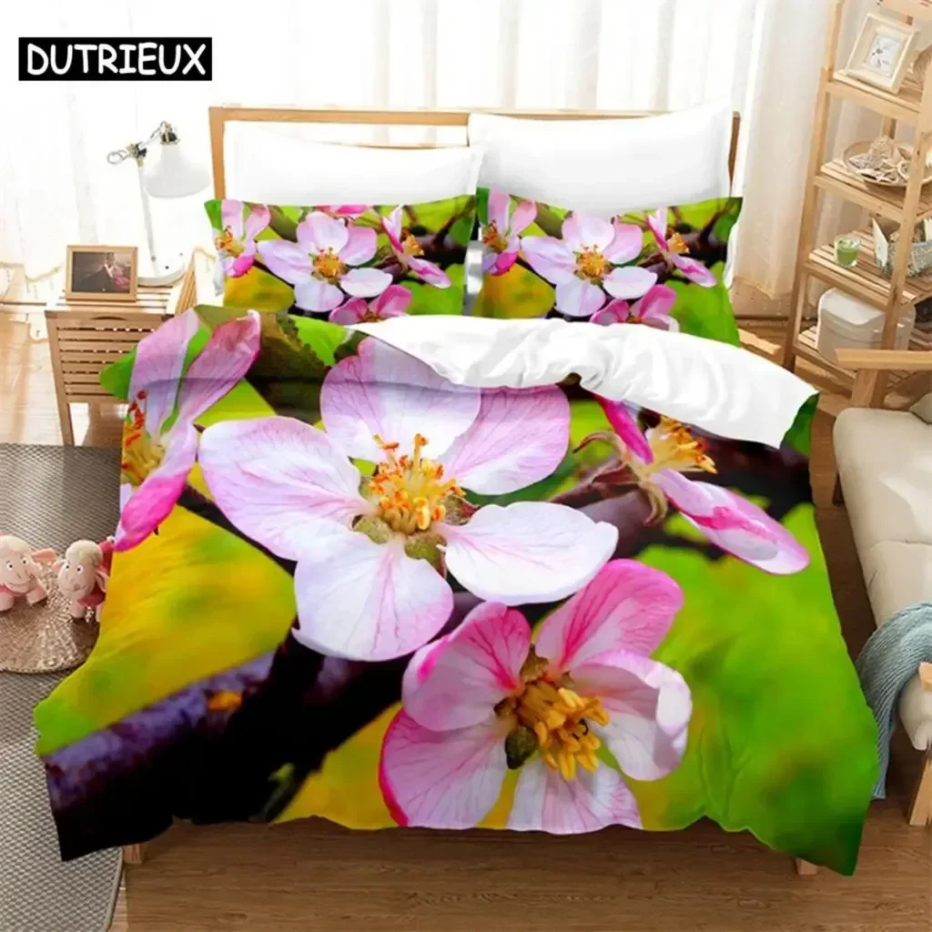 Pink Flowers Supplies Set Duvet Cover Set Bedding Sets For Adults Bed With Pillowcases No Filling Luxury Birthday Gifts
