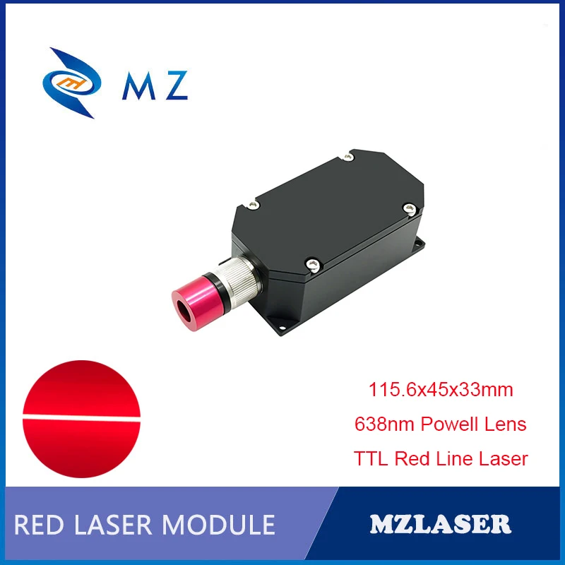 Powell Lens TTL PWM Ultra Long Life Red Line Laser Diode Model 638nm 1200mW 1.2W 12-24V Adjustable Focusing Line Laser