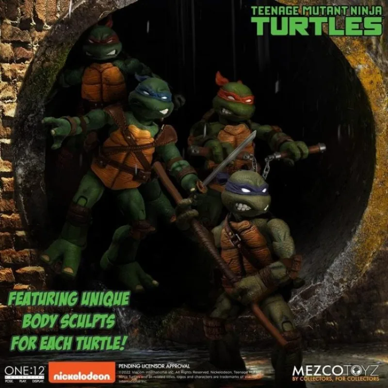Nieuwe MEZCO originele Ant ONE: 12 Ninja Turtles Set, Lafayette Michelangelo 1/12 mobiel popmodel, speelgoedcadeaucollectie Spot