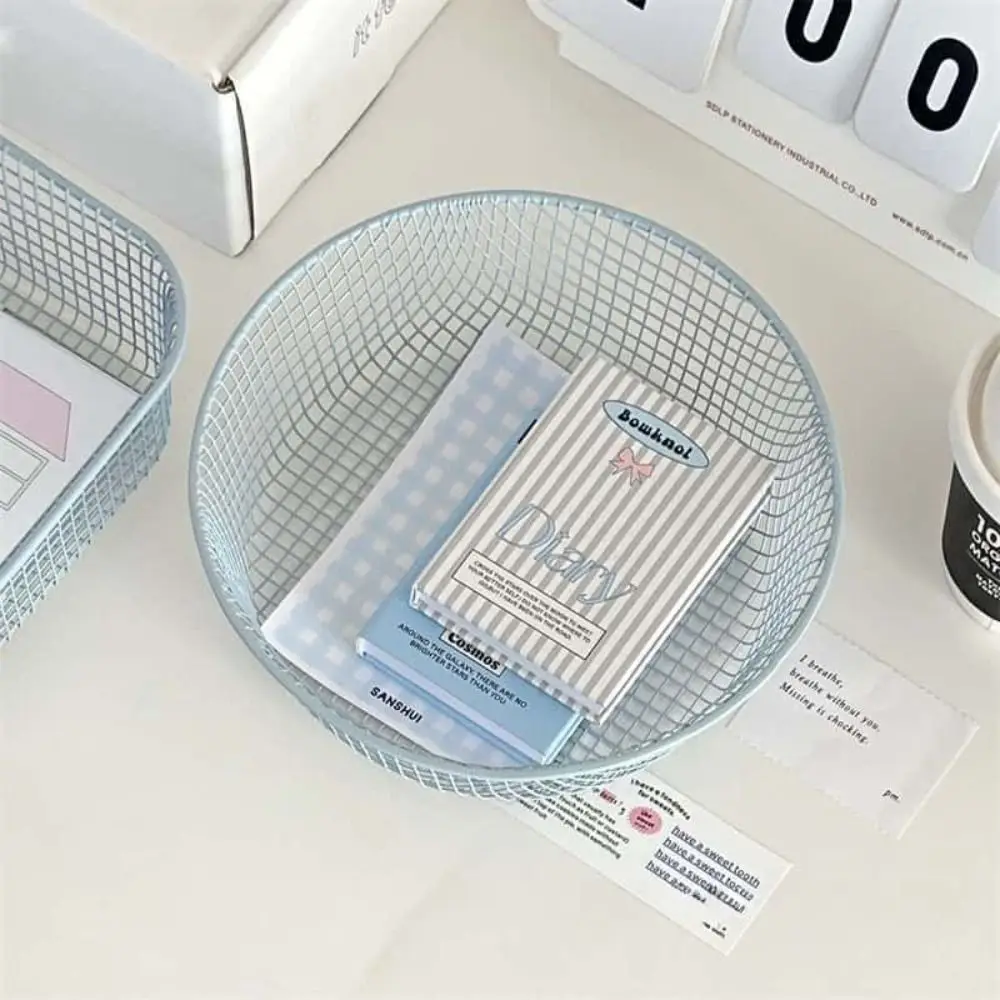 Macaron Color Square Storage Basket Round Shape Creative Woven Texture Miscellaneous Storage Basket Wrought Iron