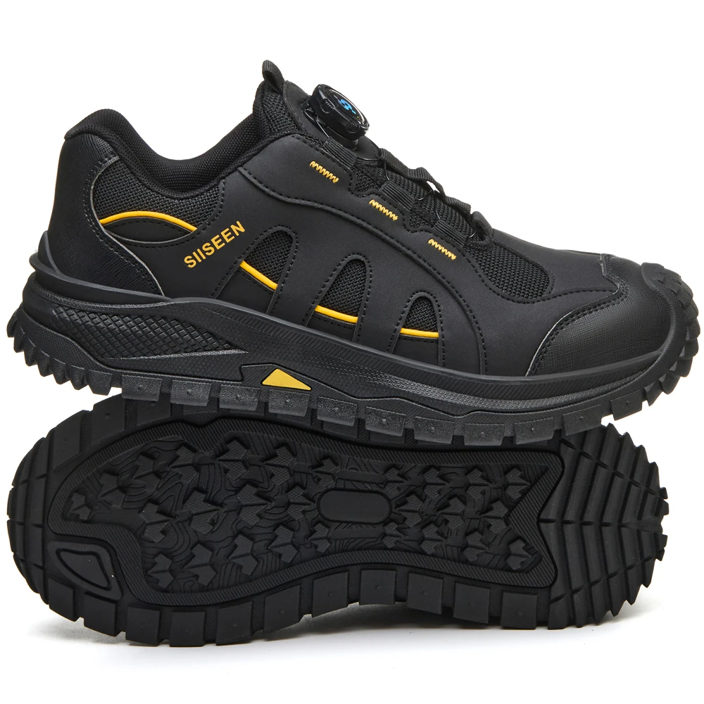 High Quality Men Work Safety Shoes Anti-Smash Anti-Puncture Security Work Shoes Rotating Button Indestructible Shoes Non-slip