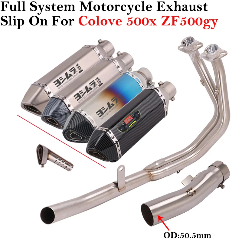 Full Systems For COLOVE 500X ZF500GY MACBOR MONTANA XR5 Motorcycle Exhaust Modify Escape Front Mid Link Pipe DB Killer Muffler