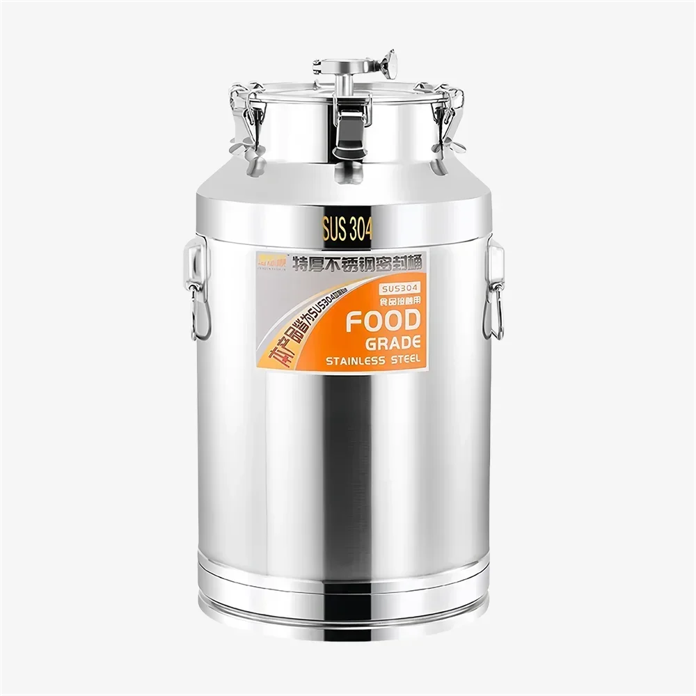 Barriles de sellado grueso de acero inoxidable, contenedor de transporte para almacenamiento de alimentos a granel, leche, vino, hoja de té, cubo de aceite, tarro de cereales para el hogar
